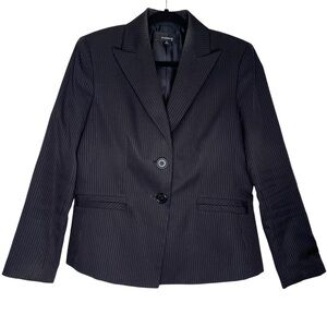 Jones Wear Pin Stripe Single Breasted Blazer, 12, Black White Workwear Career